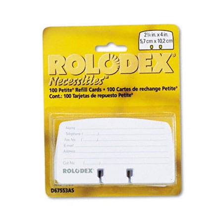 Rolodex Petite Refill Cards 2-1/4 x 4 100 Cards per Set RO32747